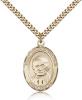 Gold Filled St. Arnold Janssen Pendant, Stainless Gold Heavy Curb Chain, Large Size Catholic Medal, 1" x 3/4"