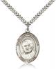 Sterling Silver St. Arnold Janssen Pendant, Stainless Silver Heavy Curb Chain, Large Size Catholic Medal, 1" x 3/4"