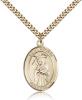 Gold Filled St. Regina Pendant, Stainless Gold Heavy Curb Chain, Large Size Catholic Medal, 1" x 3/4"