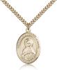 Gold Filled Immaculate Heart of Mary Pendant, Stainless Gold Heavy Curb Chain, Large Size Catholic Medal, 1" x 3/4"