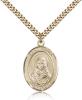 Gold Filled St. Rafta Pendant, Stainless Gold Heavy Curb Chain, Large Size Catholic Medal, 1" x 3/4"