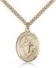Gold Filled St. Clement Pendant, Stainless Gold Heavy Curb Chain, Large Size Catholic Medal, 1" x 3/4"