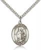 Sterling Silver St. Clement Pendant, Stainless Silver Heavy Curb Chain, Large Size Catholic Medal, 1" x 3/4"