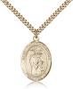 Gold Filled St. Thomas A Becket Pendant, Stainless Gold Heavy Curb Chain, Large Size Catholic Medal, 1" x 3/4"
