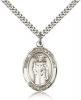 Sterling Silver St. Thomas A Becket Pendant, Stainless Silver Heavy Curb Chain, Large Size Catholic Medal, 1" x 3/4"