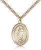 Gold Filled Our Lady of Tears Pendant, Stainless Gold Heavy Curb Chain, Large Size Catholic Medal, 1" x 3/4"