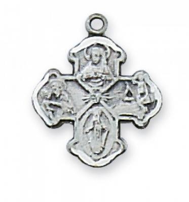 1.1cm 4-Way Sterling Silver Saint Medal