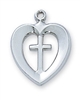 Sterling Silver Heart Cross  L419