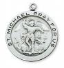 St. Michael Large Round Sterling Silver/Gold Medal