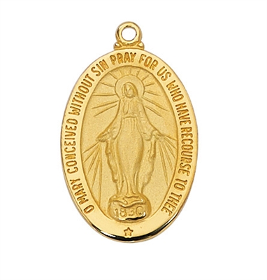 18KT Gold on Sterling Silver Miraculous Medal J461MI