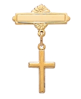 18KT Gold on Sterling Silver Cross Baby Pin 435J