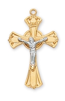Sterling Silver Gold Plated Tutone Crucifix JT8051