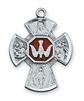 Sterling Silver Red Enamel 4-Way Medal LMG5ES