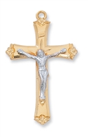 Gold Over Sterling Silver Two-Tone Crucifix JT8073