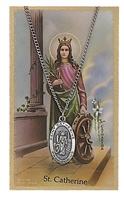 St. Catherine of Alexandria Prayer Card with Pendant