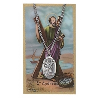 St. Andrew Patron Saint Prayer Card w/ Medal