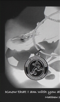 St. Christopher Soccer Medal Leather Chain Prayer Card PSD770SR