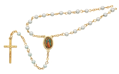 Blue Rosary and Gold Guadalupe Box 760-123