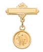 18KT Gold on Sterling Silver Guardian Angel Baby Pin 422J