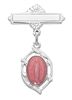 Sterling Silver Pink Enamel Miraculous Medal Baby Pin 432L