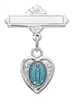 Sterling Silver Blue Enamel Miraculous Medal Baby Pin 453L