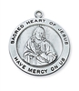 Scapular Medal of the Sacred Heart Round Sterling Silver L567