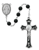 7MM PEWTER BLACK GLASS ROSARY R560DF