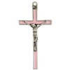 5inch Pink Enamel Silver Crucifix 73-35