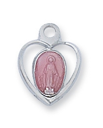 Sterling Silver Miraculous Heart with Pink Enamel LMHP