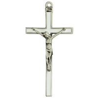 5inch White Enamel Silver Crucifix 73-37