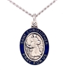 Blue Epoxy St. Christopher Sterling Silver Medal L830