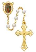 GOLDPLATED PEWTER GUADALUPE ROSARY R596HF