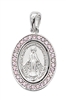 Sterling Silver Pink Crystal Stone Miraculous Medal L702