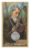Saint Benedict Pewter Medal & Prayer Card Set