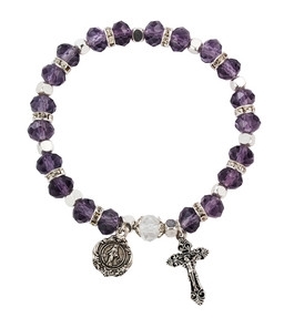 Light Amethyst (June) Birthstone Rosary Bracelet BR812C