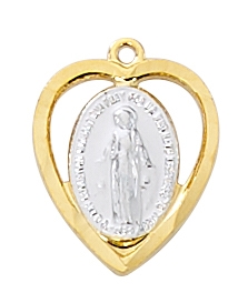 18 KT Goldplated Sterling Silver Miraculous Medal  J776
