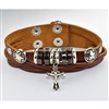 Genuine Leather Bracelet with Crucifix Charm BR170X