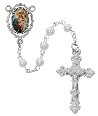 PEARL MOTHER AND CHILD ROSARY R688RF