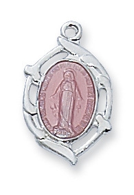 Sterling Silver Pink Miraculous Medal L982P