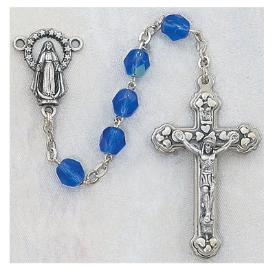 Sapphire (September) Crystal Bead Rosary 120-BLR