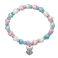5.5" Colorful Pearl Heart Baby Bracelet B102OC