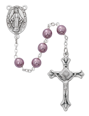 Purple Pearl Rosary Boxed P406R