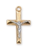 Sterling Silver Gold Plated Tutone Crucifix JT9088