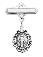 Sterling Silver Miraculous Medal Baby Pin 430L