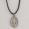 Pewter Miraculous Medal with 18" Leather Cord