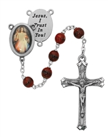 7MM RED DIVINE MERCY ROSARY R218DF
