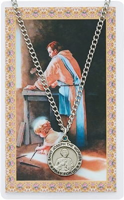 St. Joseph The Worker Medal and Prayer Card SET