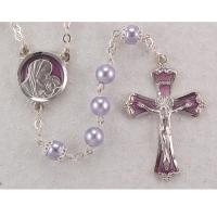 Lavender Pearl Rosary with Enamel Crucifix and Center