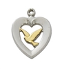 STERLING SILVER TUTONE HEART WITH DOVE L653