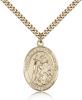 Gold Filled St. Adrian of Nicomedia Pendant, Stainless Gold Heavy Curb Chain, Large Size Catholic Medal, 1" x 3/4"